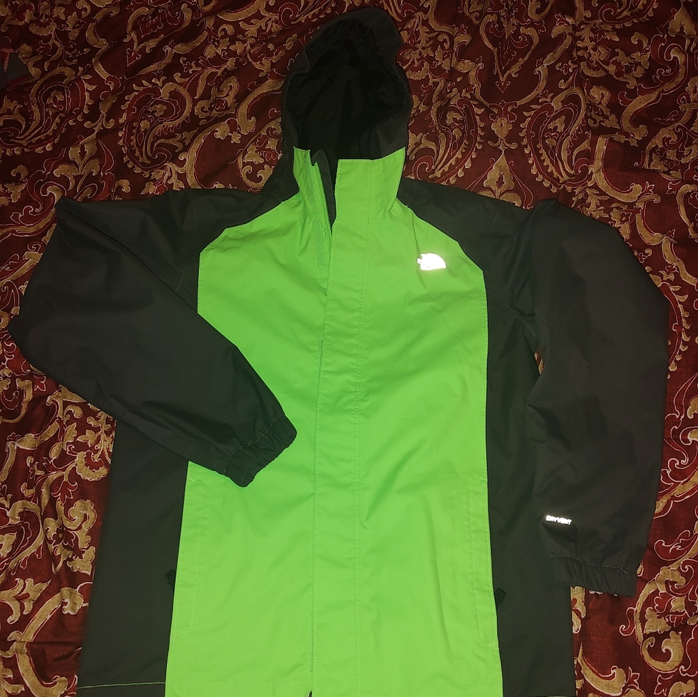 NORTH FACE Black and Lime Green rain jacket